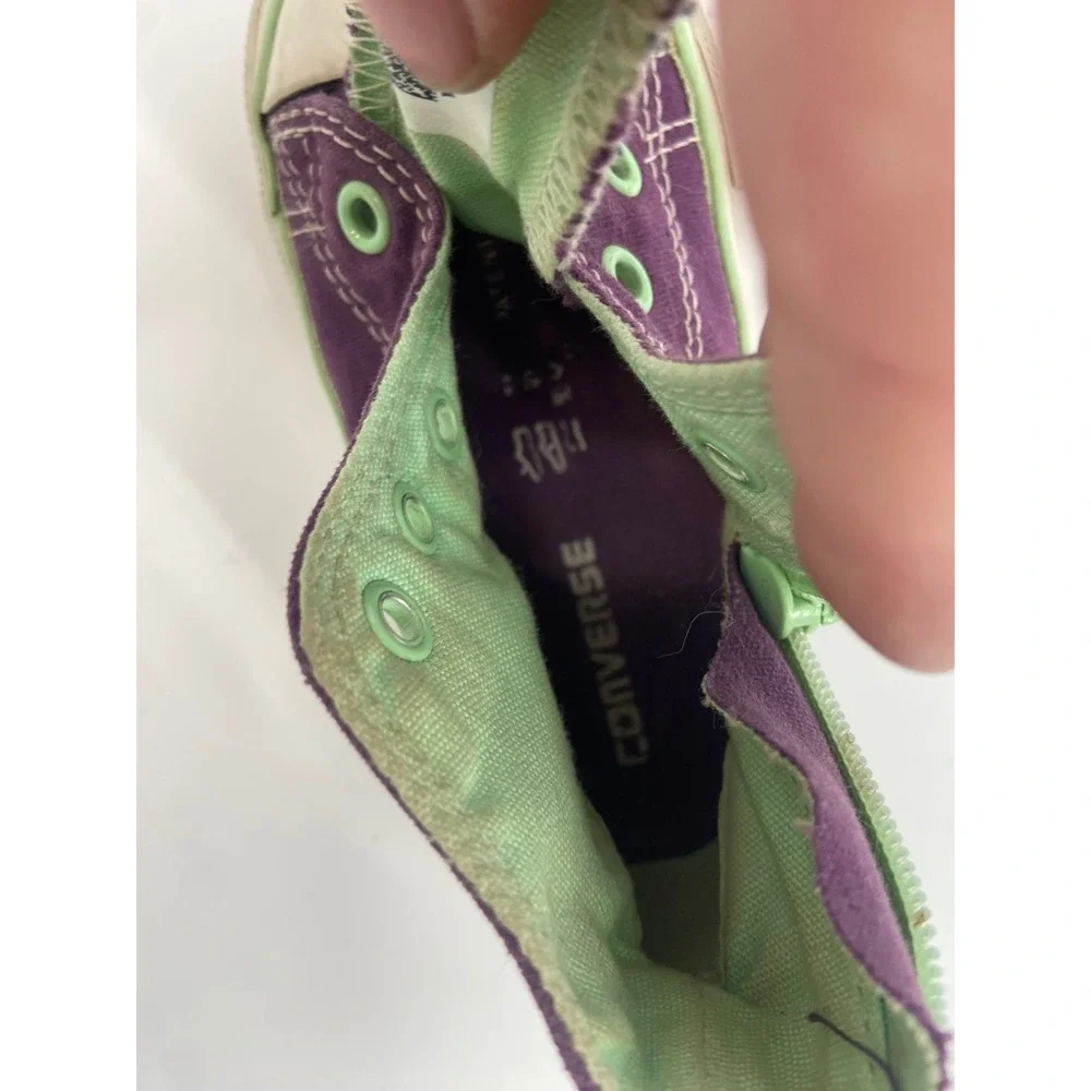 Kids Converse All Star High Top Sneakers Purple Green Zip Closure Toddler Size 6